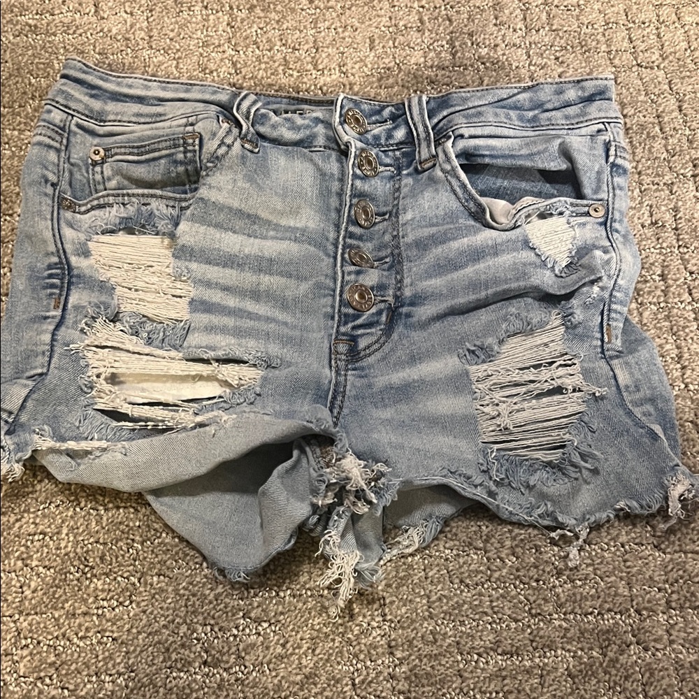 American Eagle Outfitters Light Blue Distressed Jean Shorts